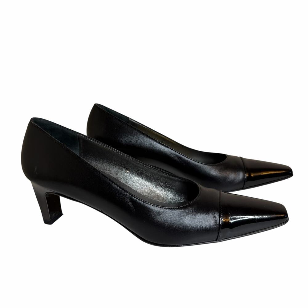 Salvatore Ferragamo Black Leather Pumps Women’s 7 2A Made in Italy